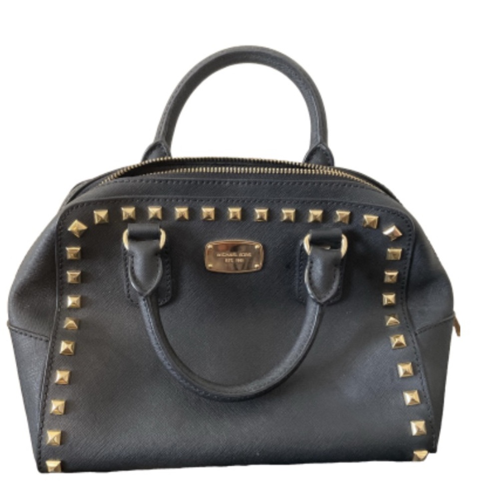 Michael Kors Black Gold Stud Hand Bag - Picture 2 of 12
